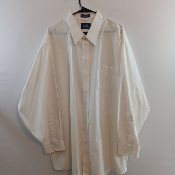 Stafford Mens Wrinkle-Free Broadcloth Button-Up Dress Shirt Size 19/37 Ivory - Picture 1 of 10